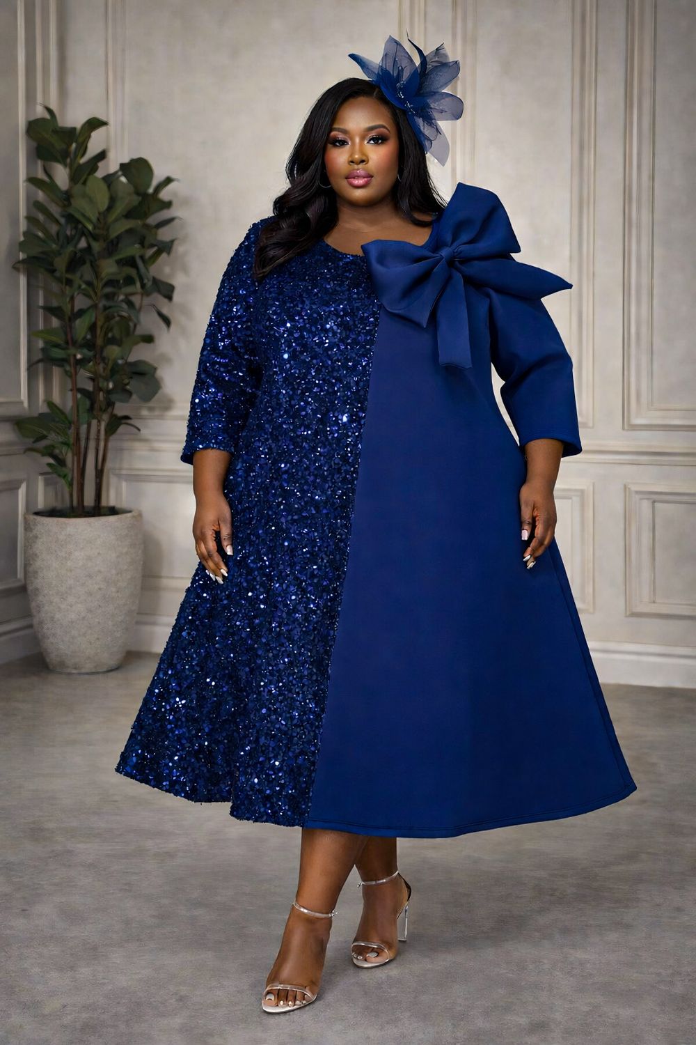 Navy Starlight Sequin Dress