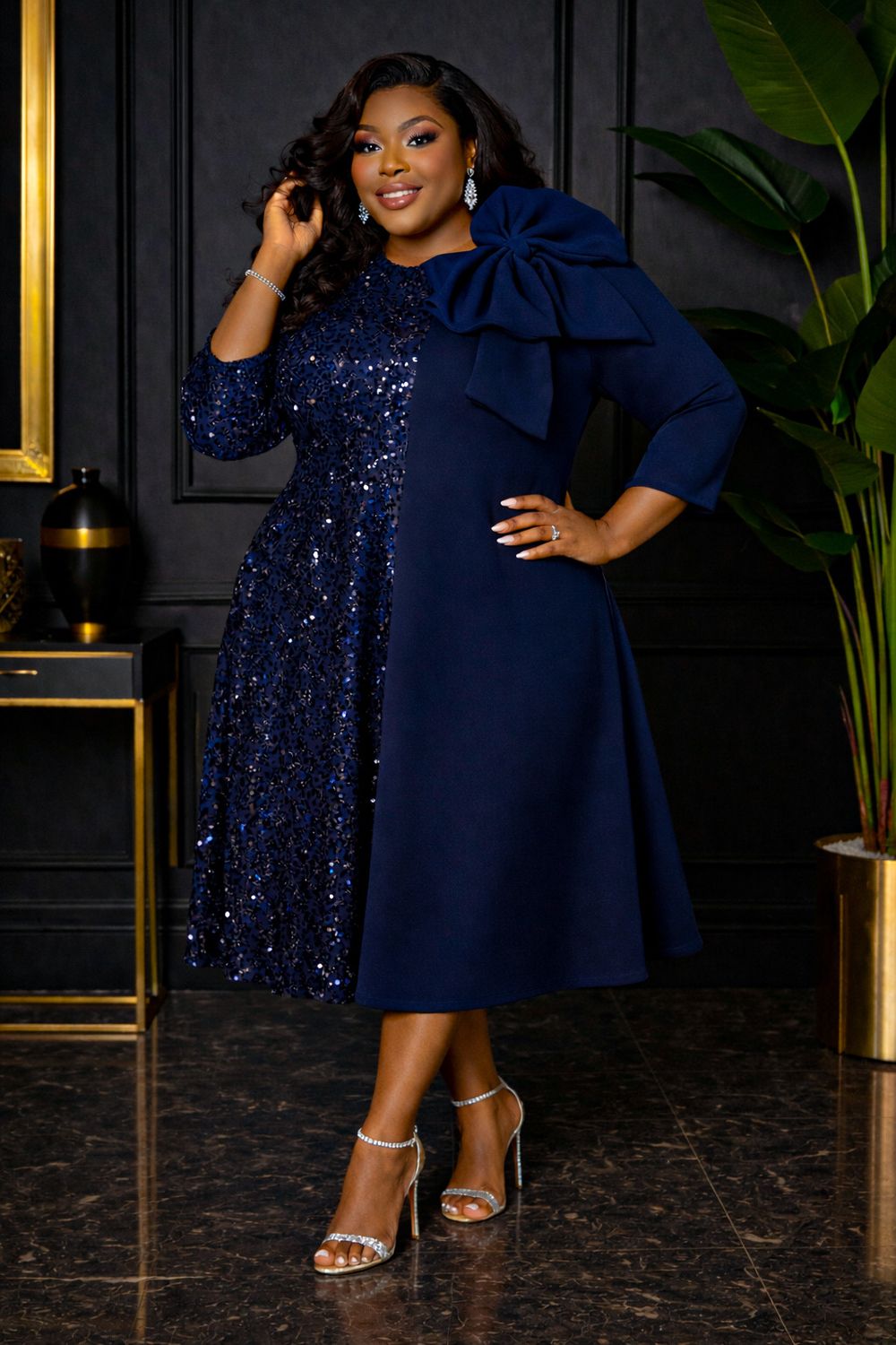 Navy Starlight Sequin Dress