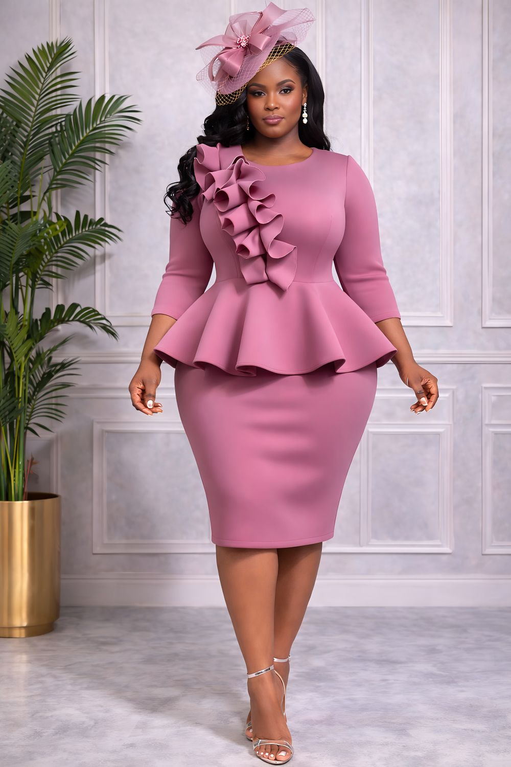 Blush Noir Ruffle Dress