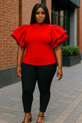 Red Ruffle Blouse