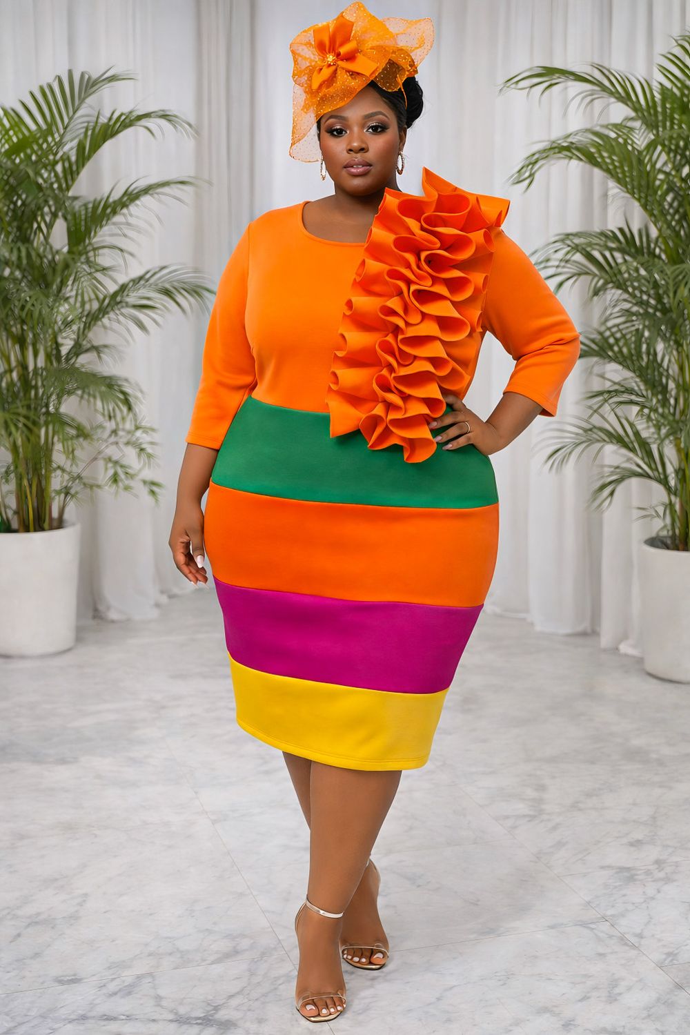 Orange Life-Savior Ruffle Dress