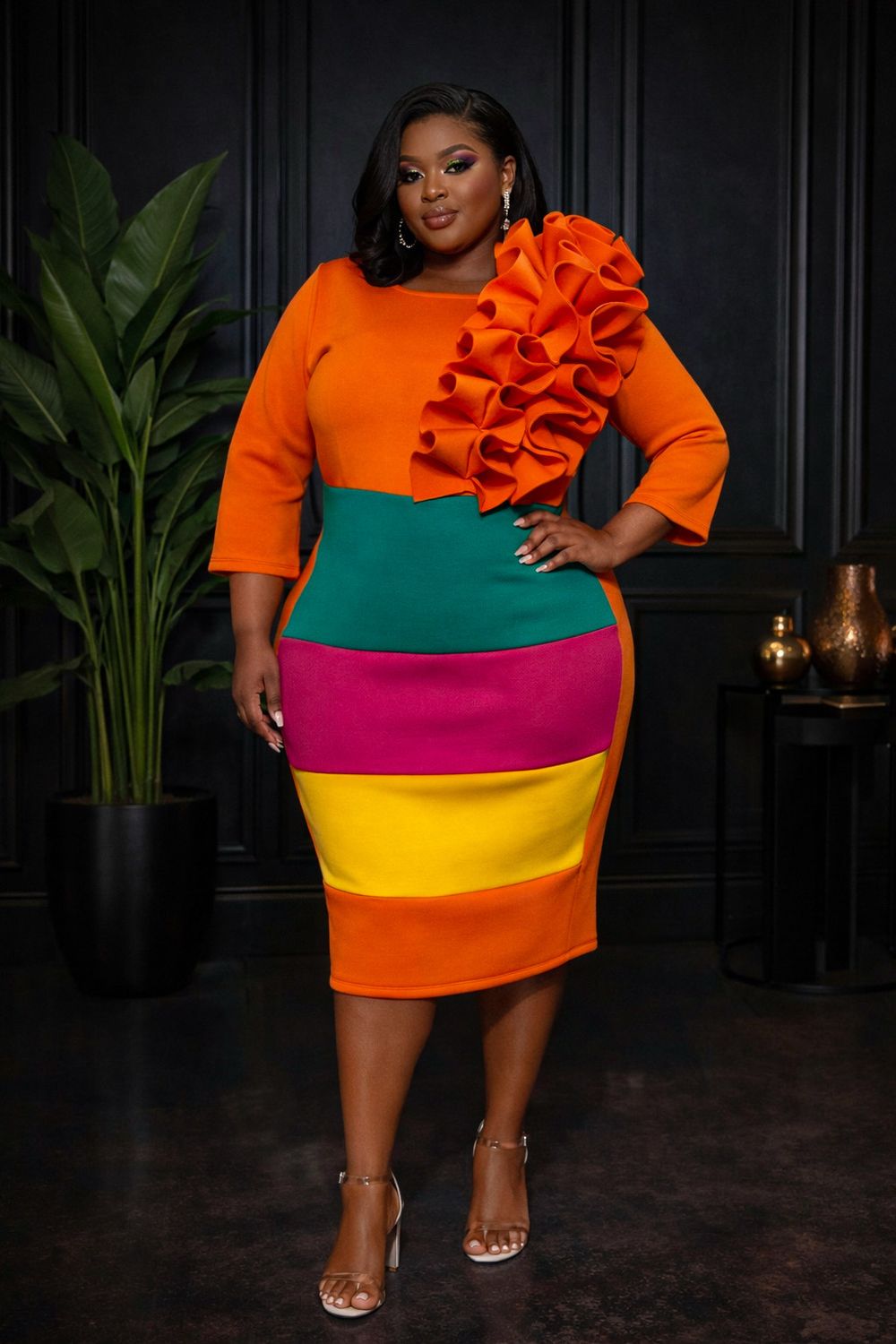 Orange Life-Savior Ruffle Dress