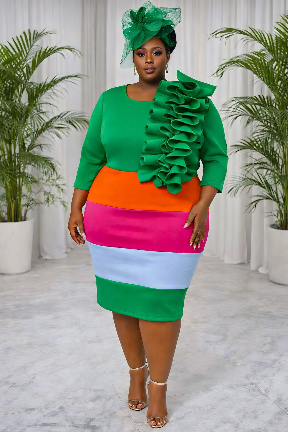 Green Life-Savior Ruffle Dress