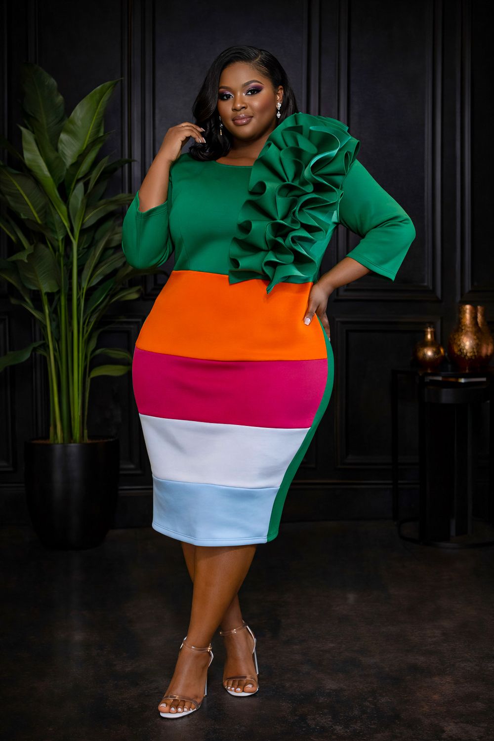 Green Life-Savior Ruffle Dress