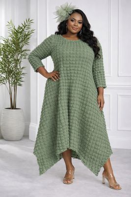 Sage Popcorn Dress