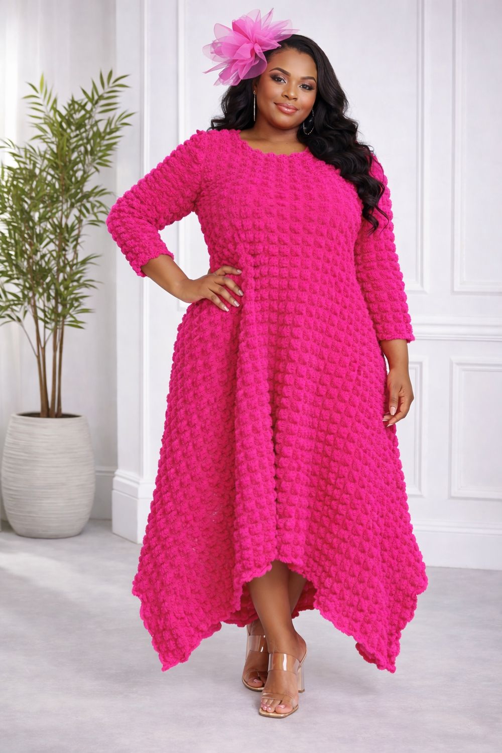 Fuchsia Popcorn Dress