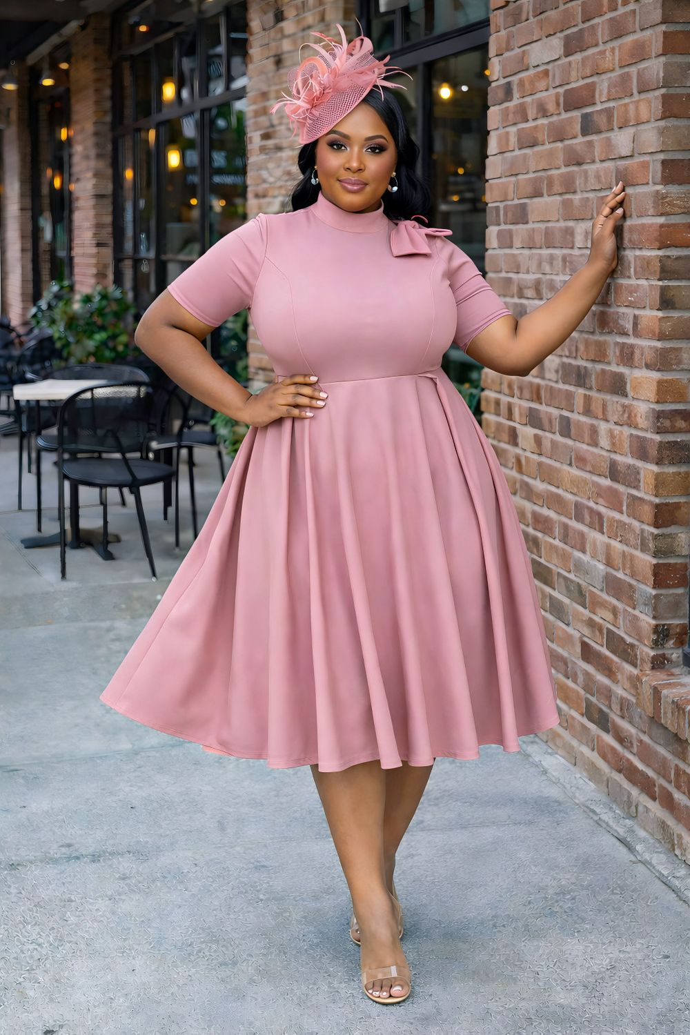 Misty Pink Bow tie Dress