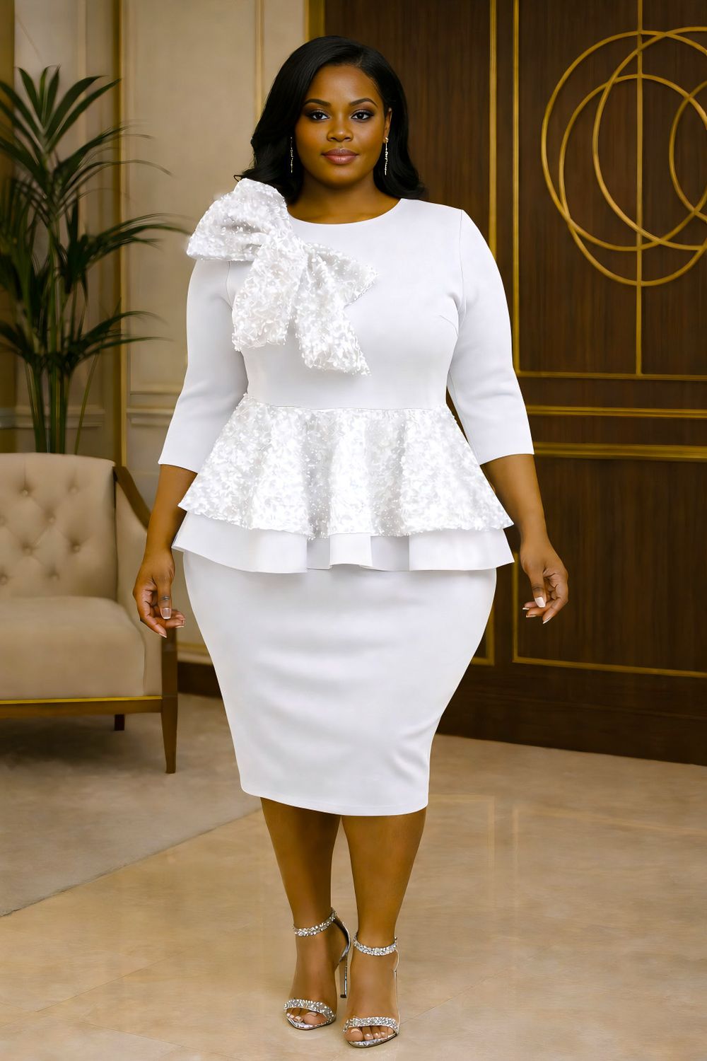 White GlitzLight Sequin Dress