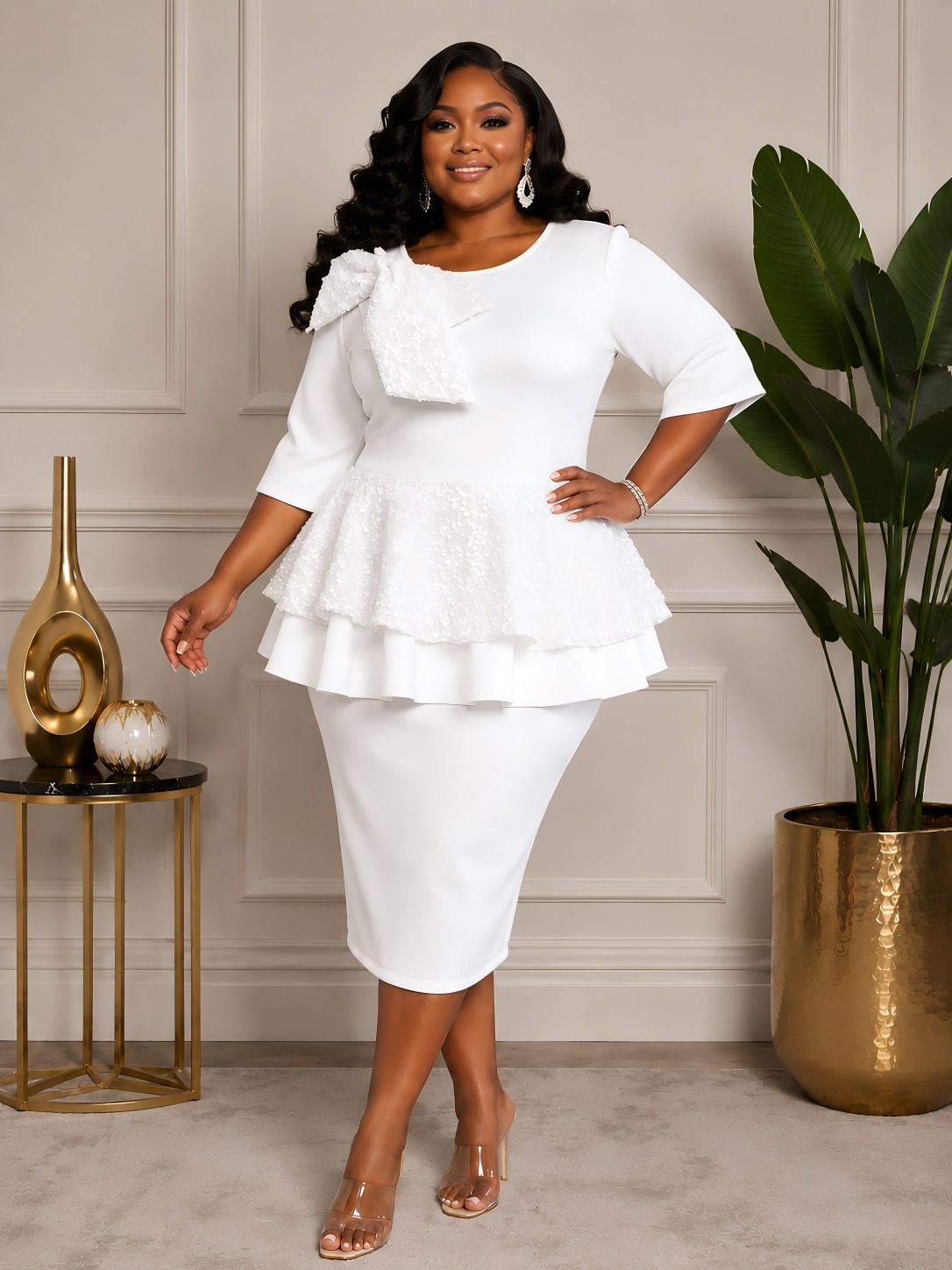 White GlitzLight Sequin Dress