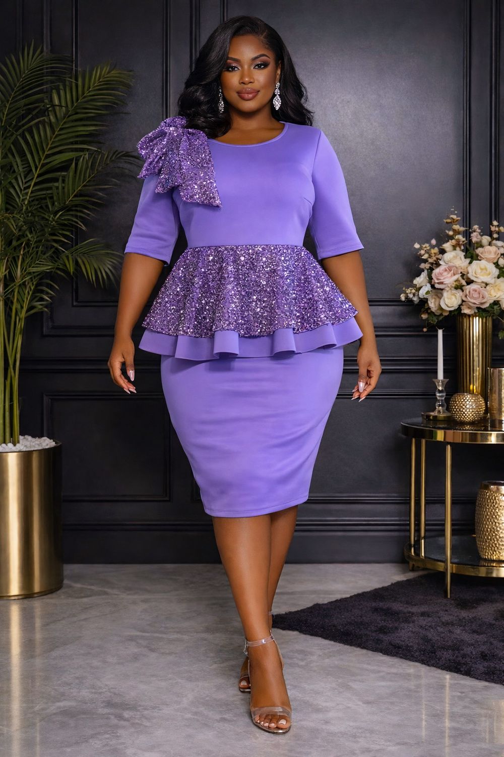 Lilac GlitzLight Sequin Dress