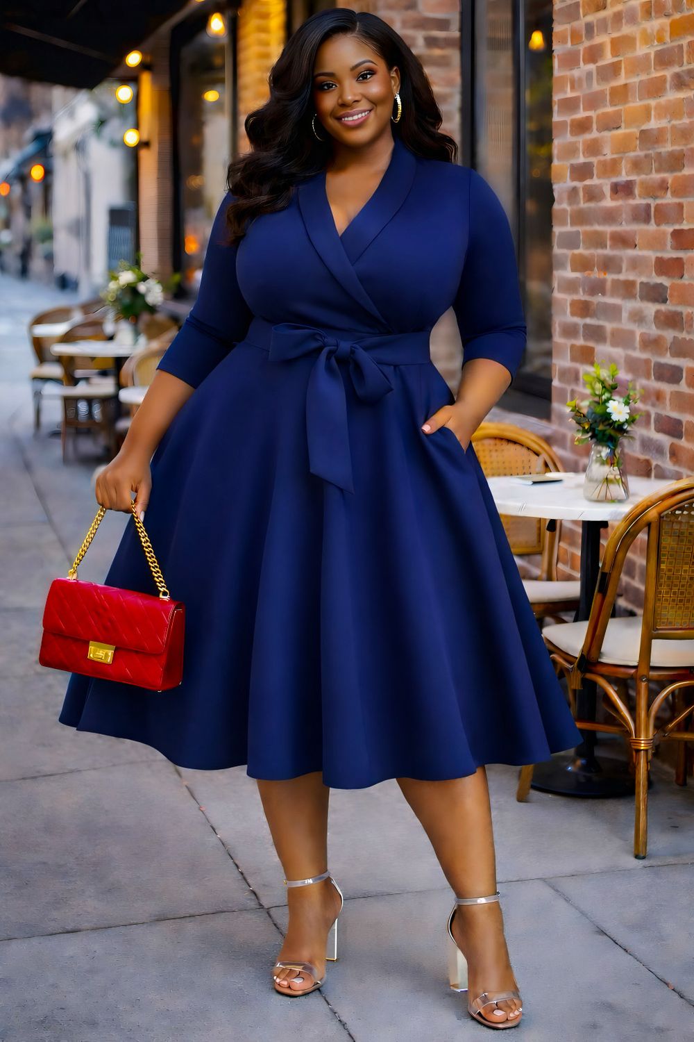 Majestic Navy Swing Dress