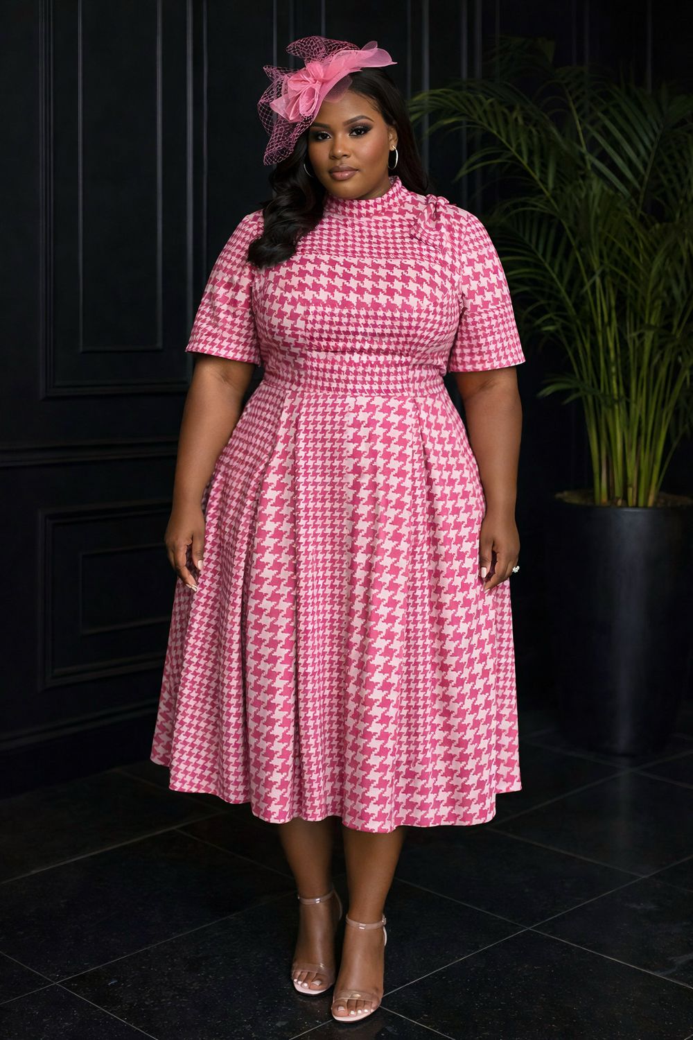 Mandy Houndstooth Bowtie Dress