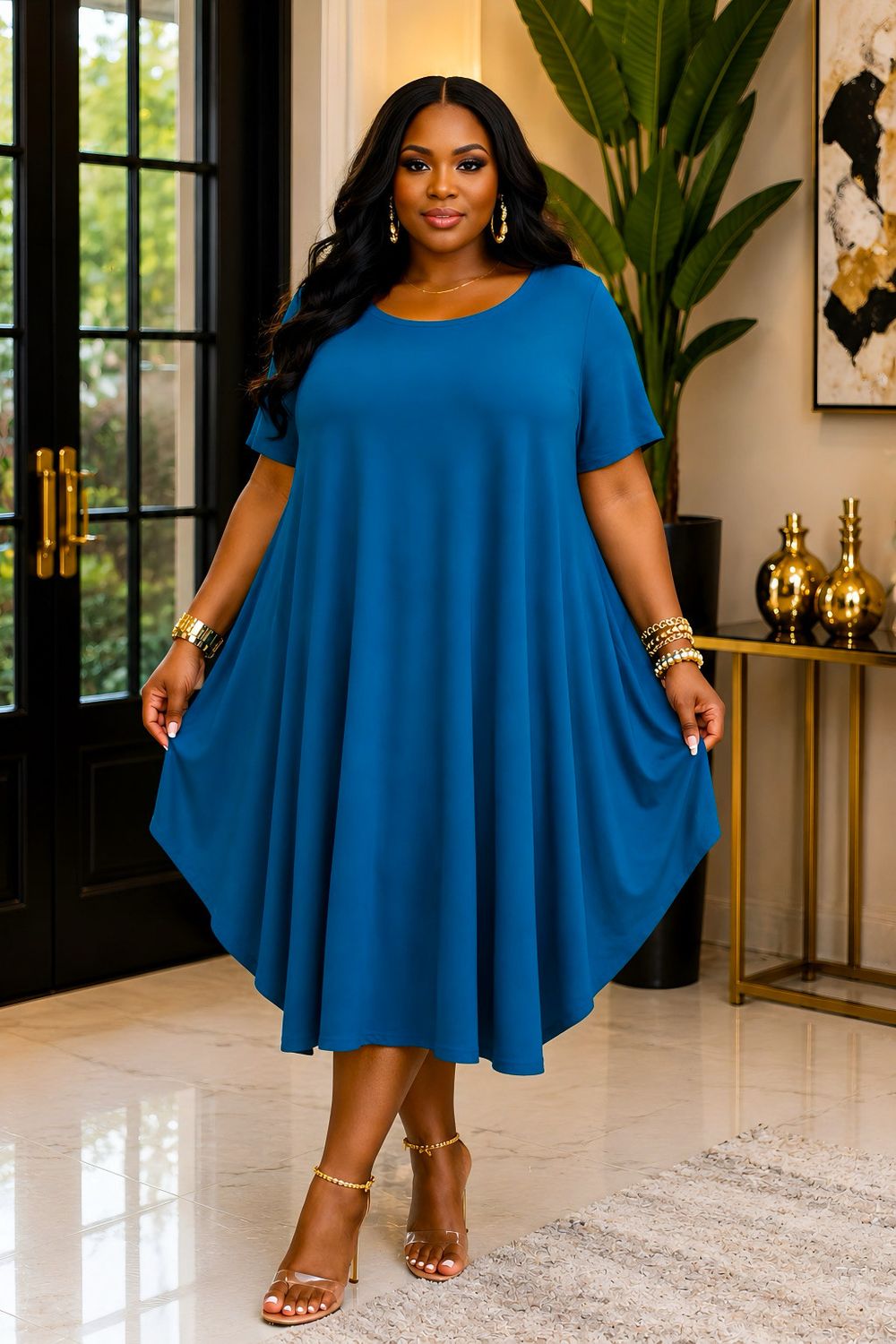 Cassie Teal Baggie Dress