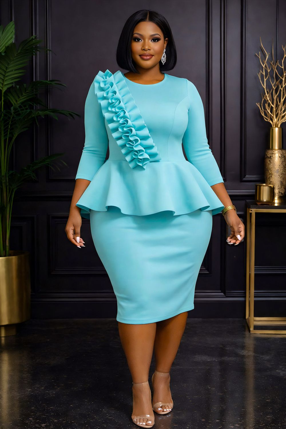 Mint Noir Ruffle Dress