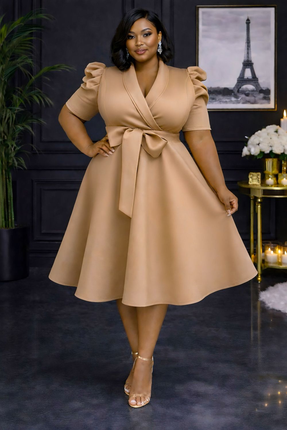 Fantasy Taupe Swing Dress