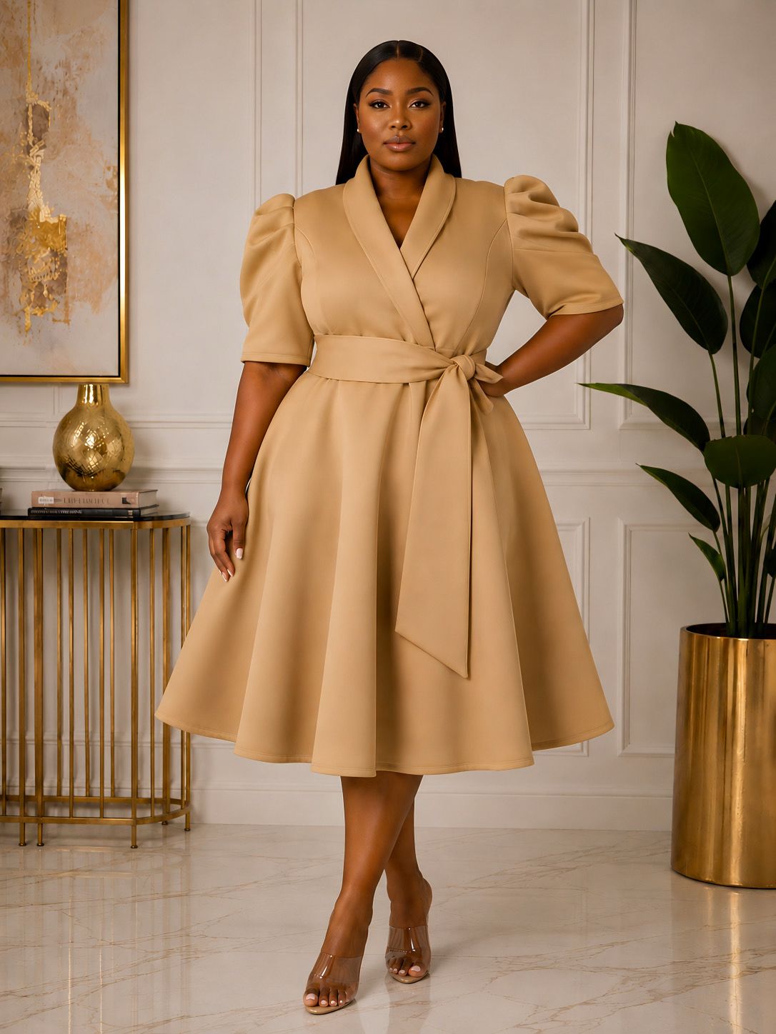 Fantasy Taupe Swing Dress