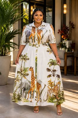 Kenya Safari Belted Dress