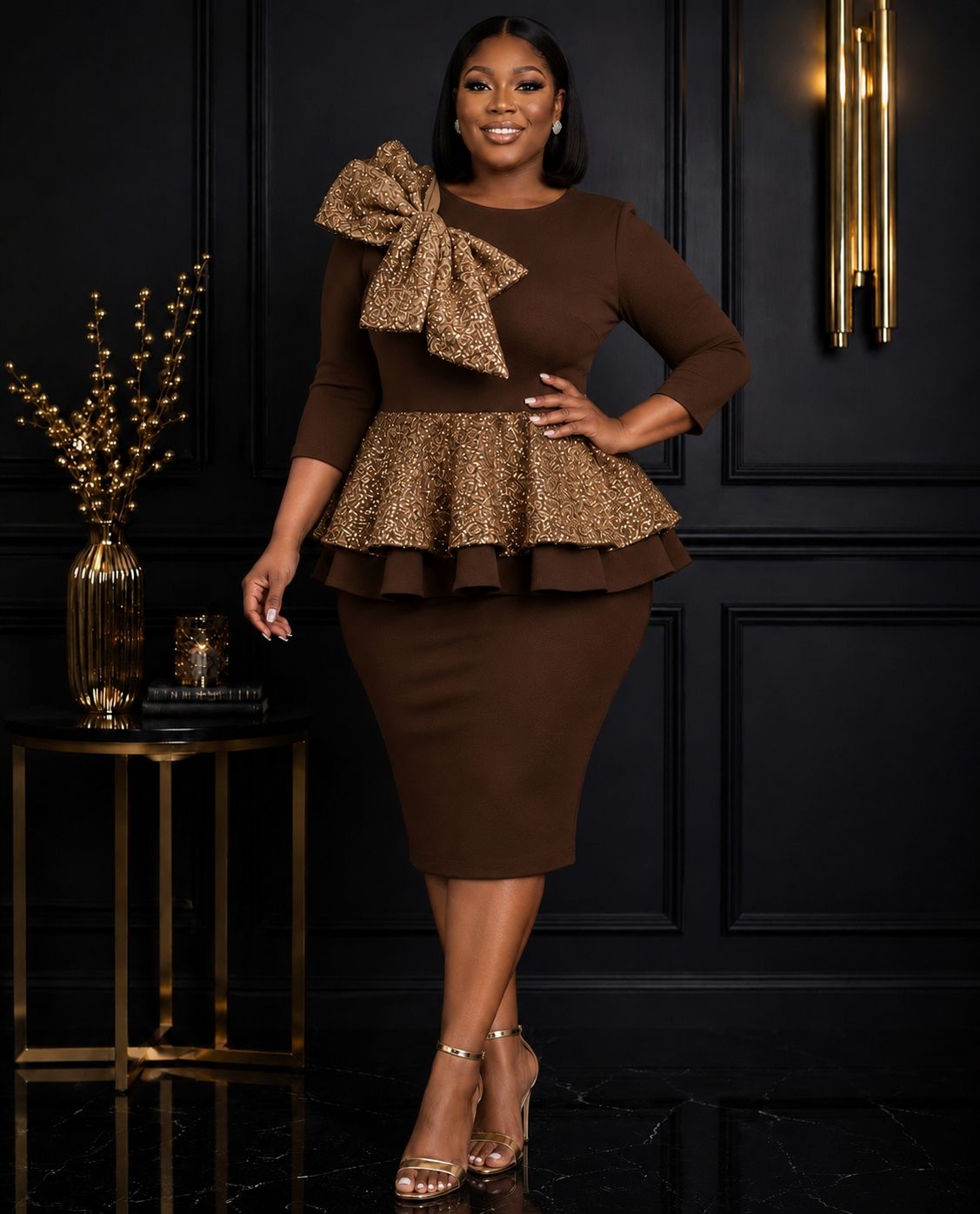 Mocha Glitzlight Sequin Dress