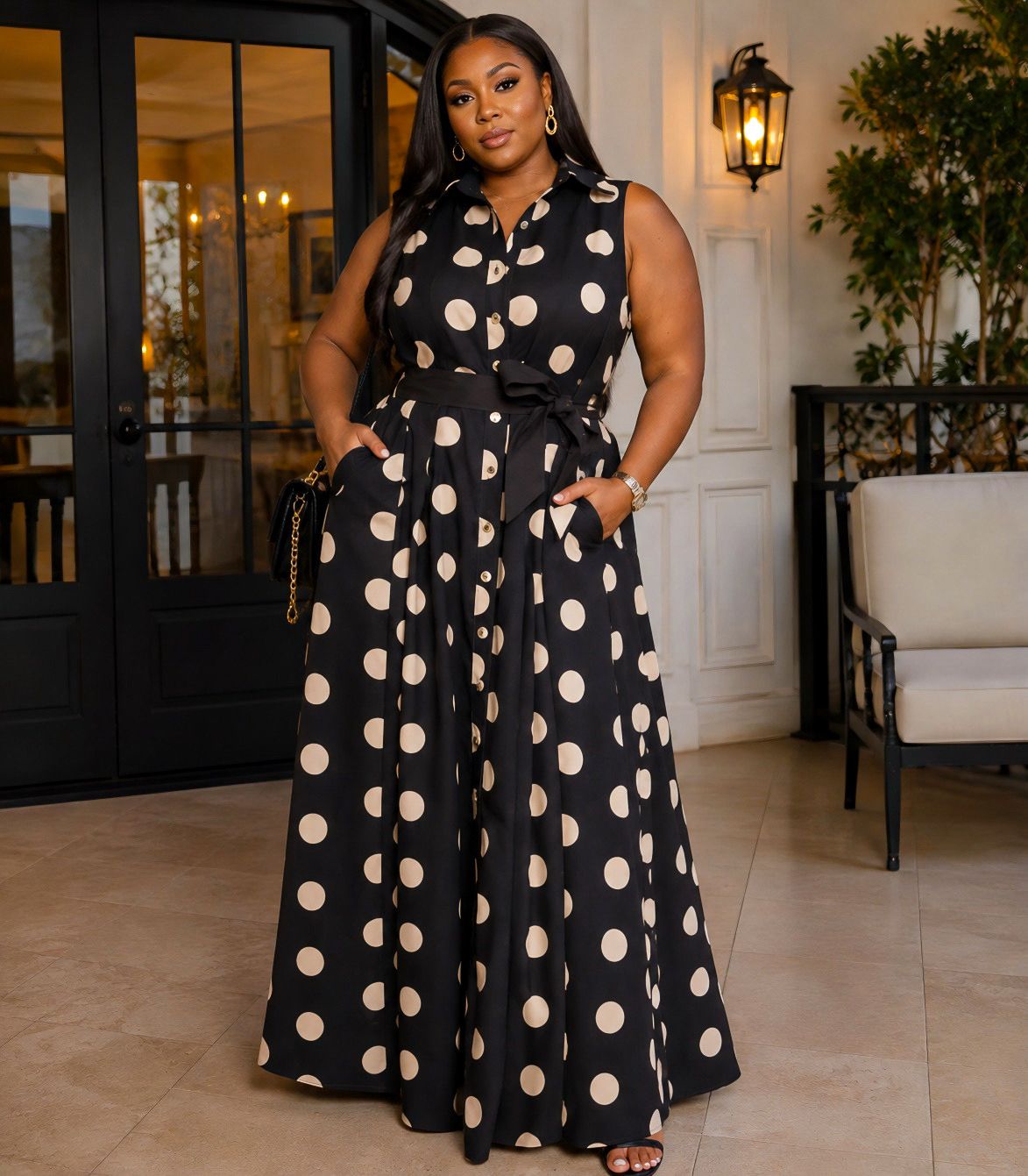 Jade Polk Dot Maxi Dress
