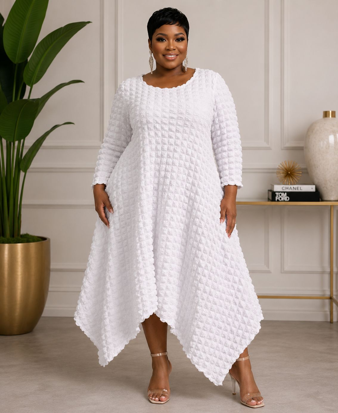 White Popcorn Dress