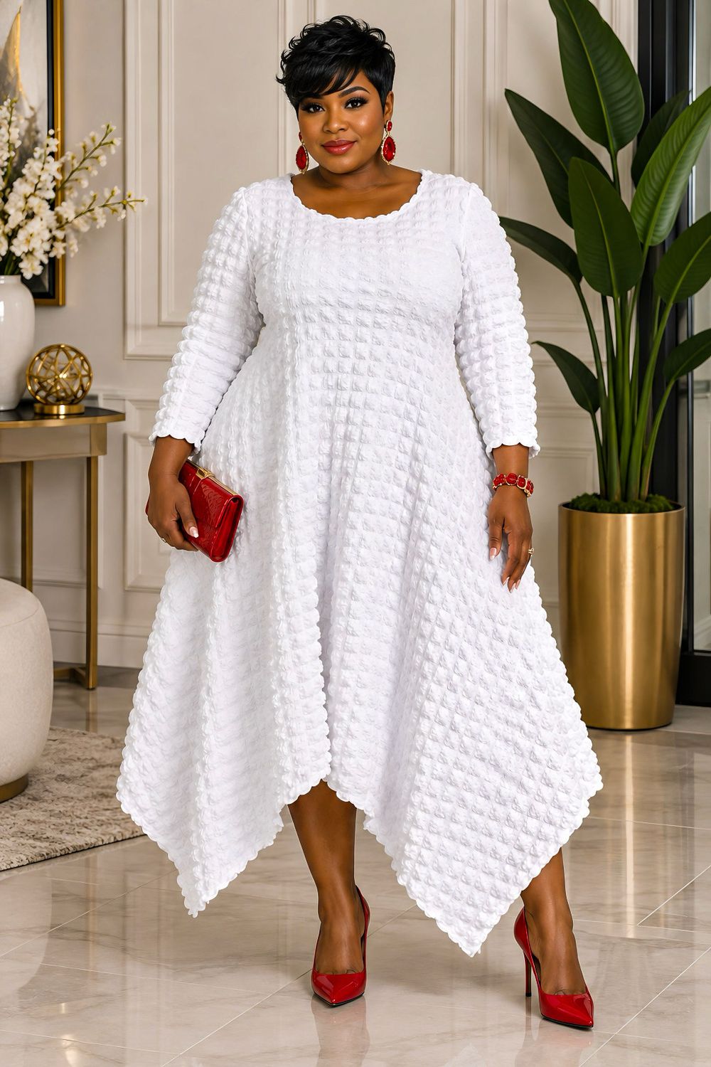White Popcorn Dress