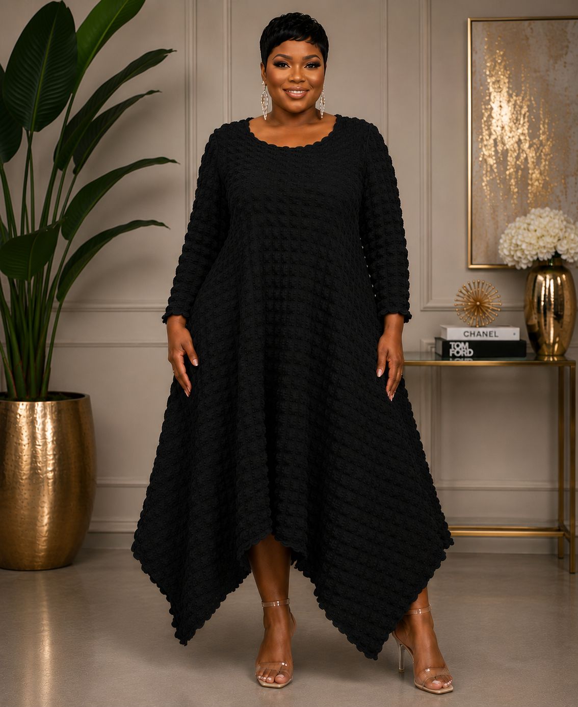 Black Popcorn Dress