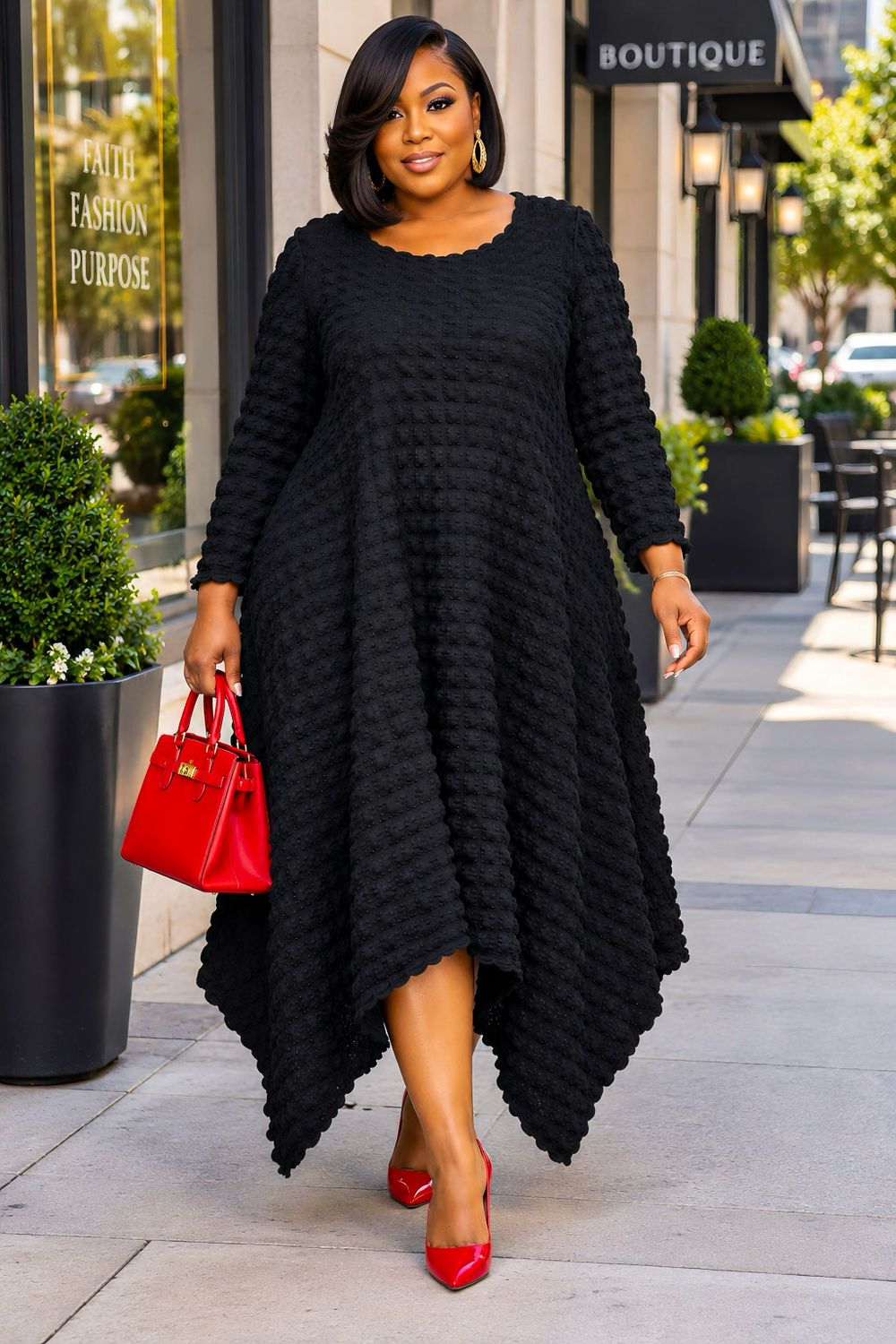 Black Popcorn Dress