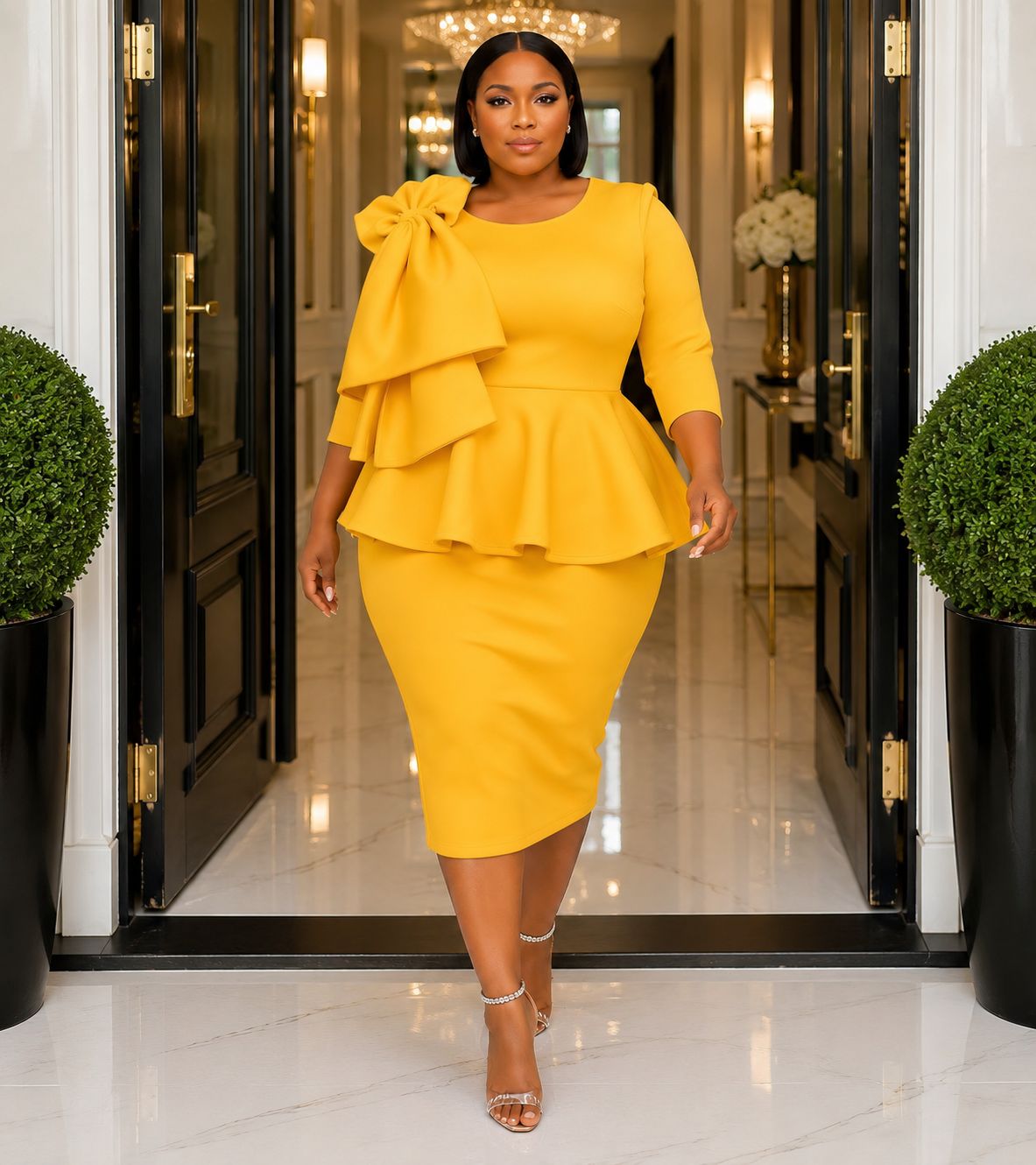 Golden Bowneek Peplum Dress