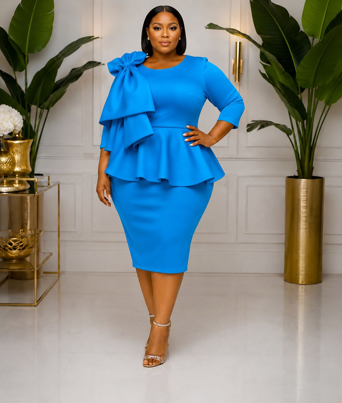 Ocean Bowneek Peplum Dress