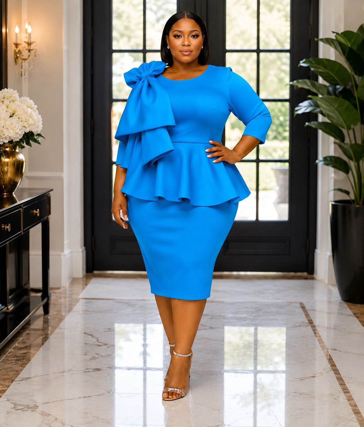 Ocean Bowneek Peplum Dress