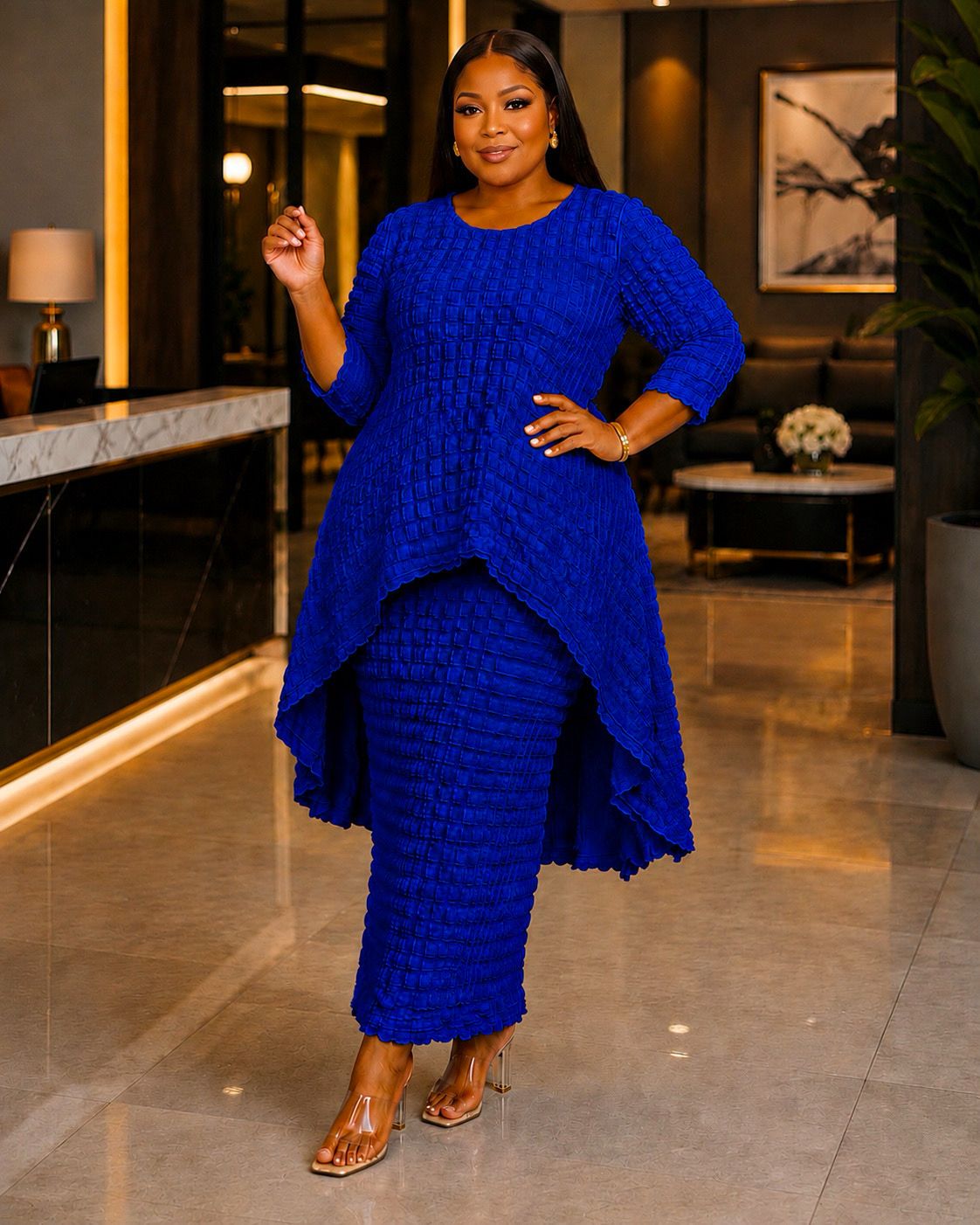 Royal Popcorn Skirt Set