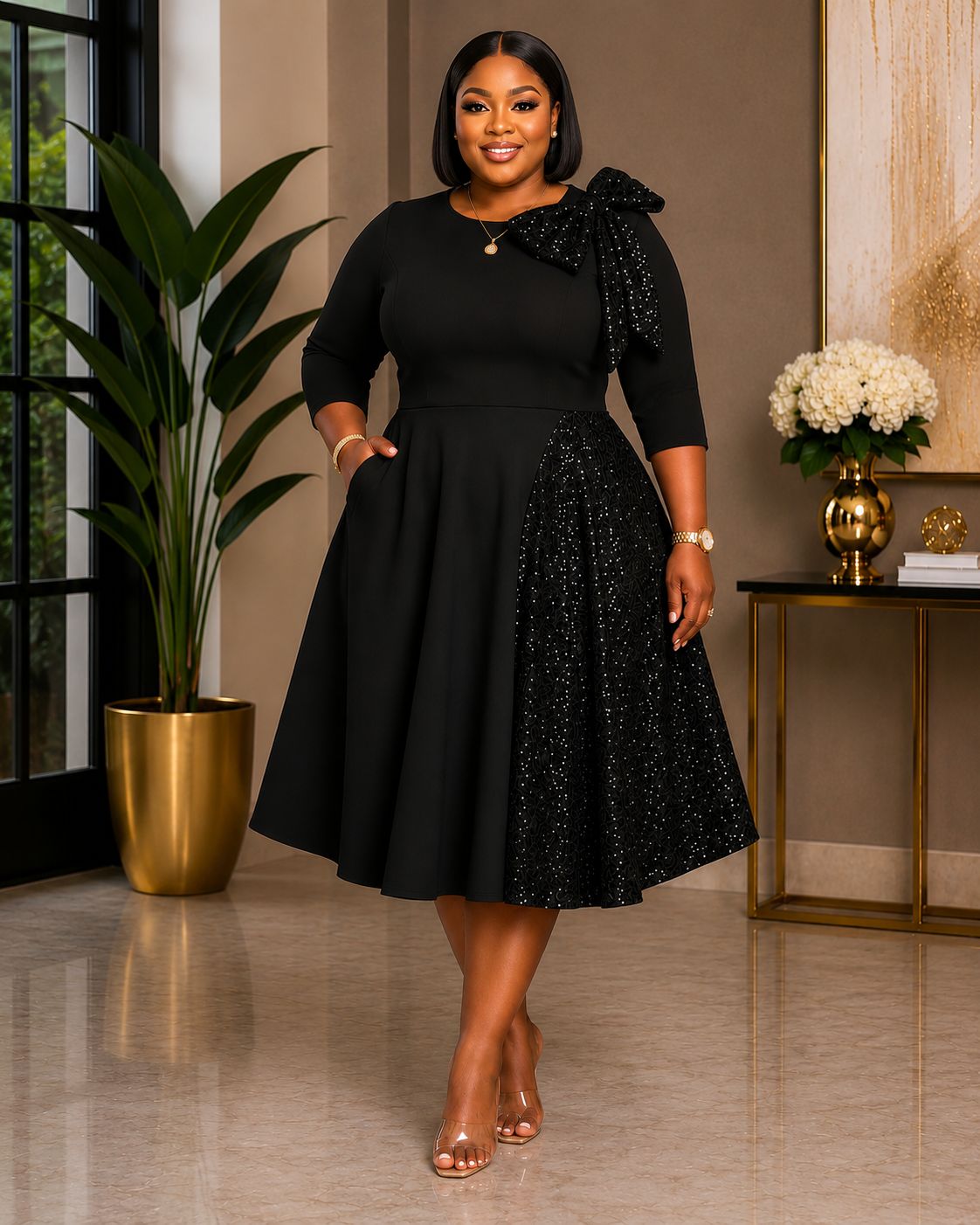 Black Dynamic Sequin Dress