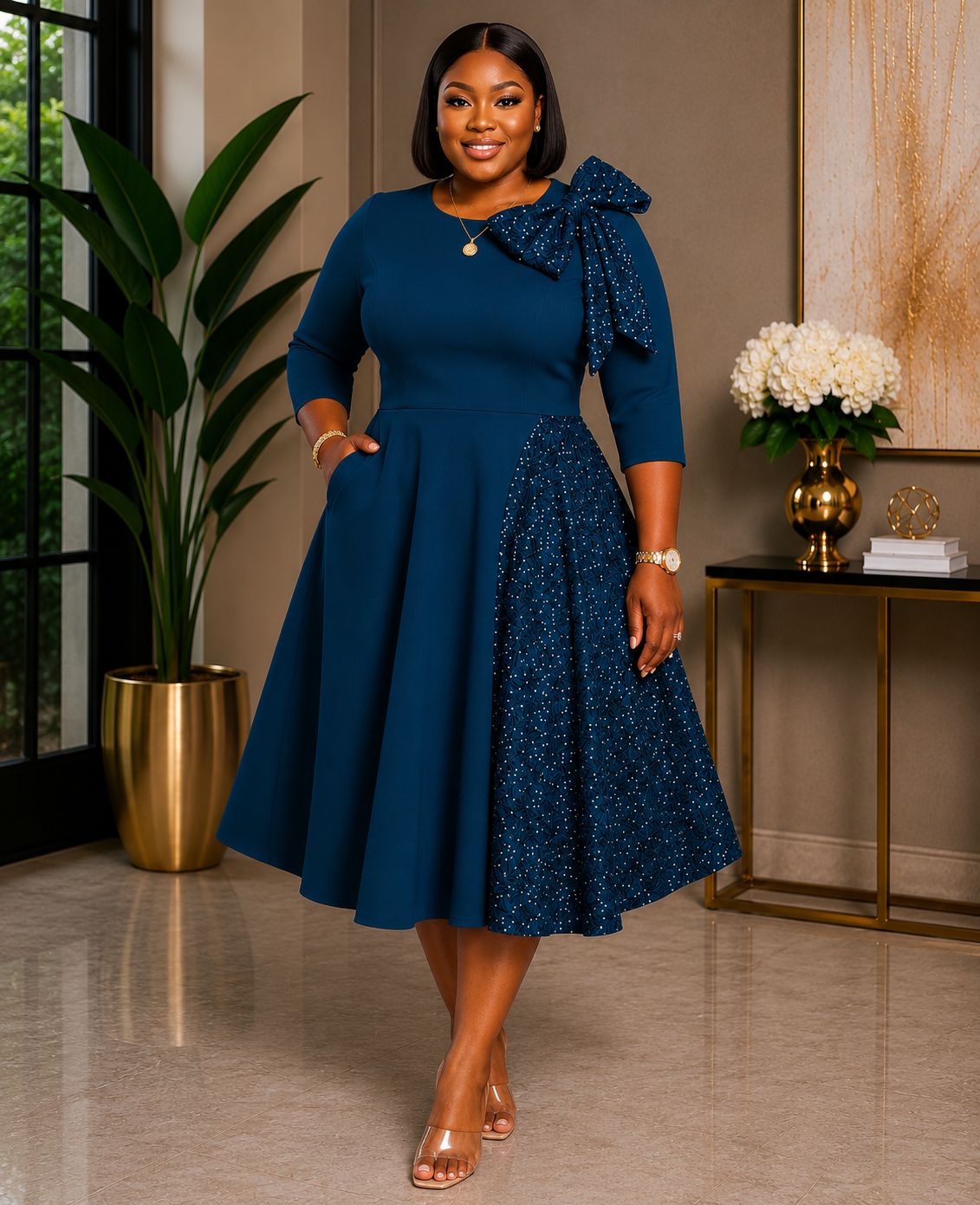 Royal Teal Dynamic Sequin Dress