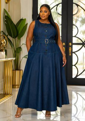 Genesis Denim Belted Dress