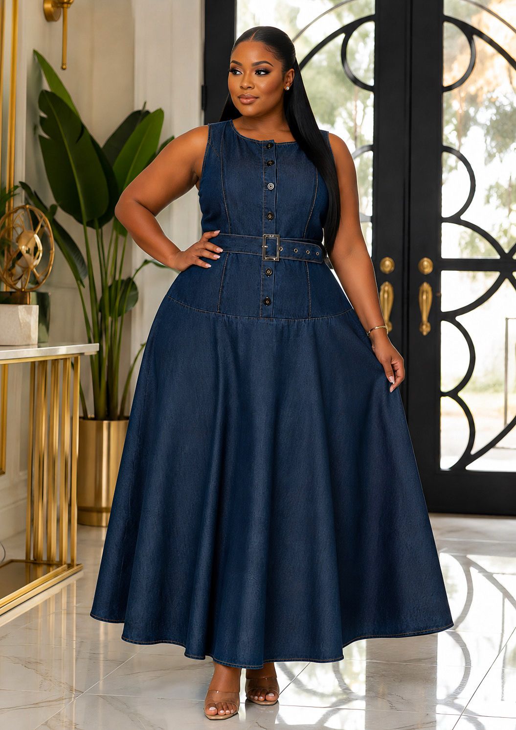 Genesis Denim Belted Dress