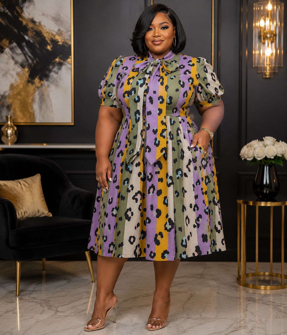 Olive Power Printed Dress