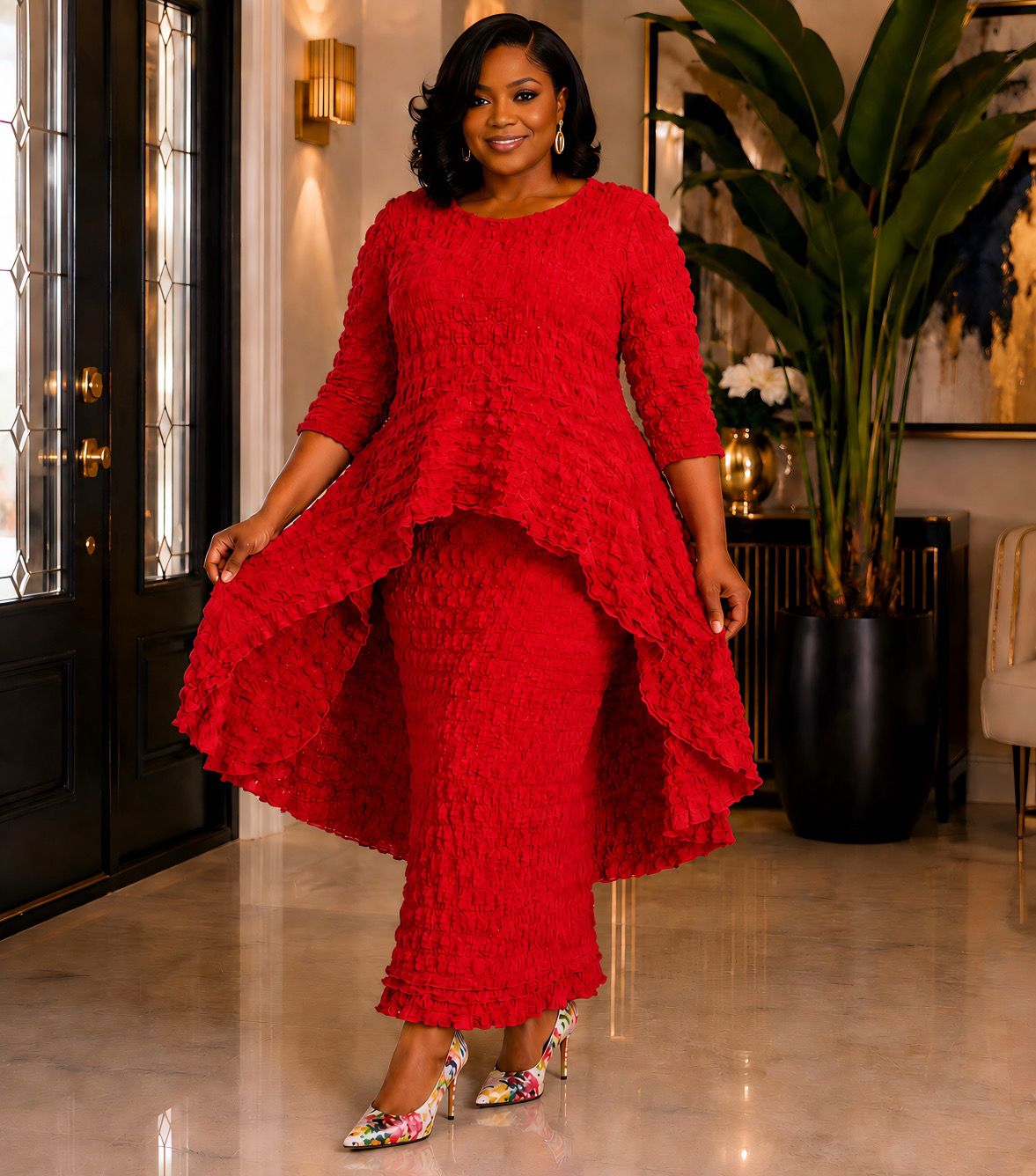 Apple Popcorn Skirt Set