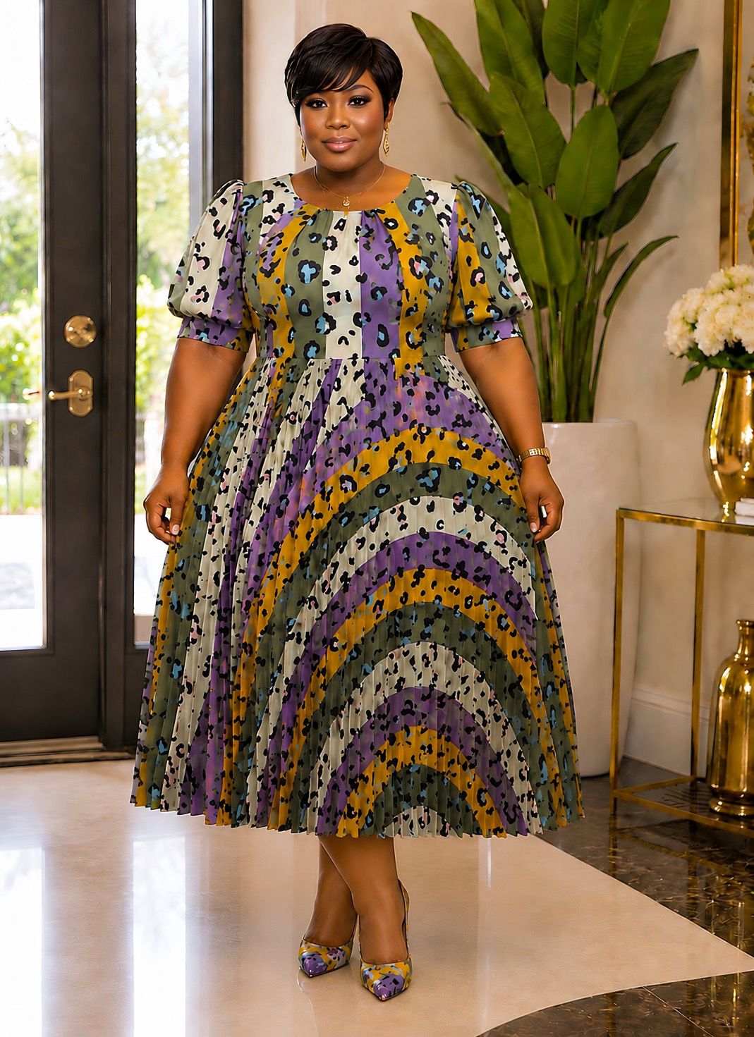 Purpose Printed Pleated Dress