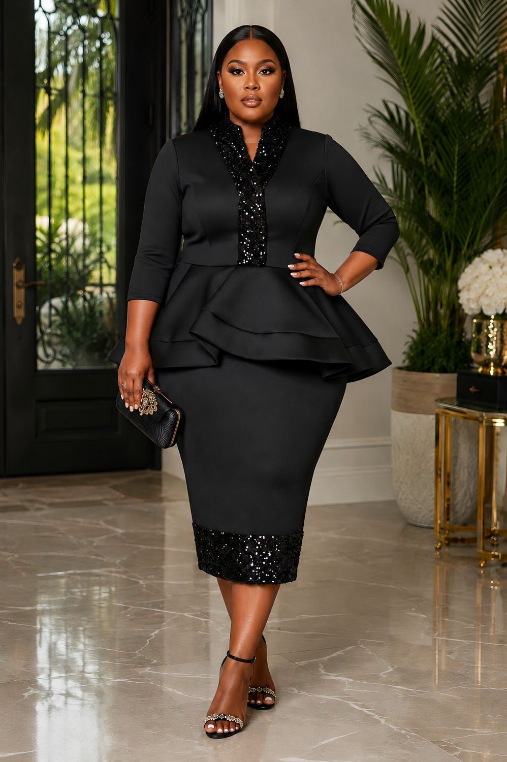 Covenant Black Sequin Dress