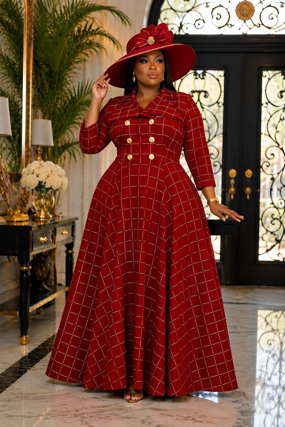 Upscale Red Grid Fancy Dress