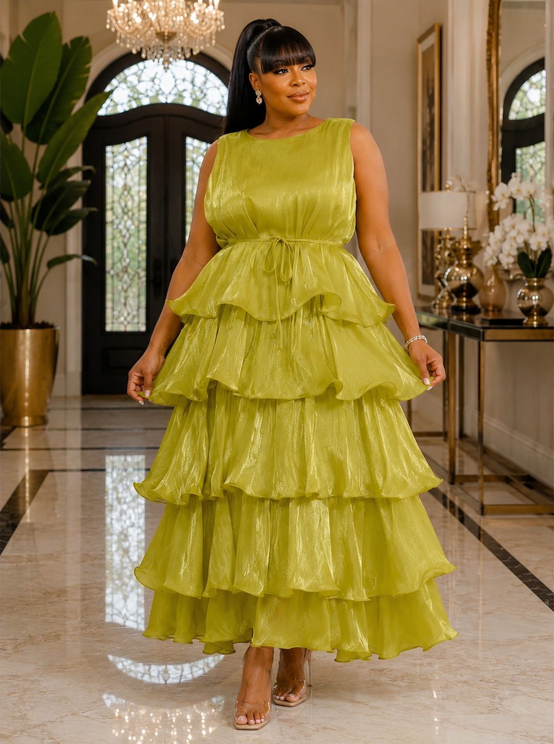 Olive Jubilee Tier Dress