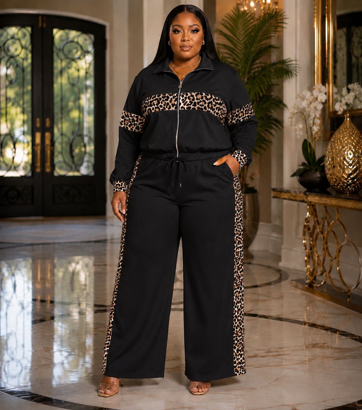 Justice Leopard Jogger Set
