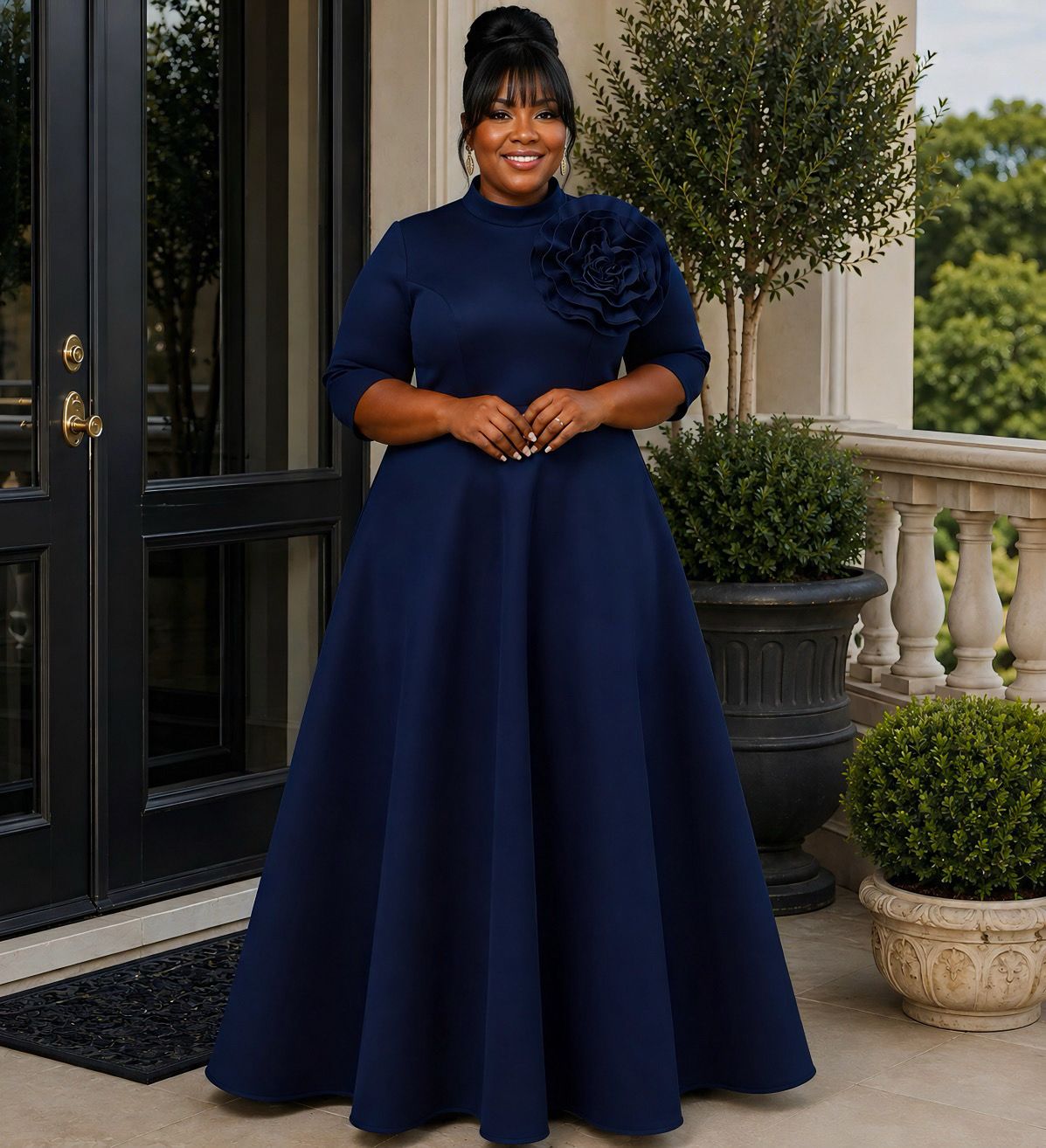 Navy Solenne Dress