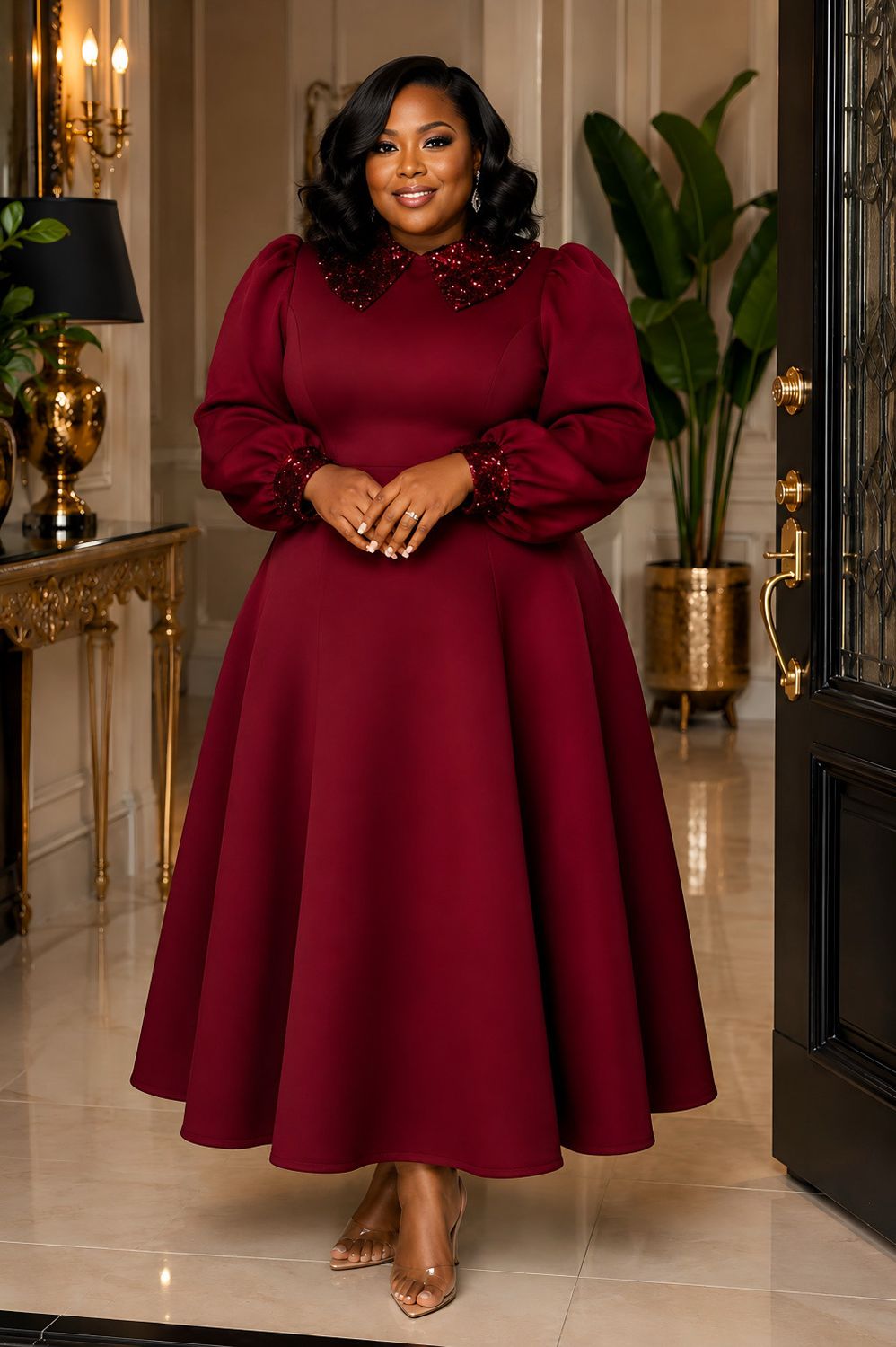 Wine Destiny Sequin Dress