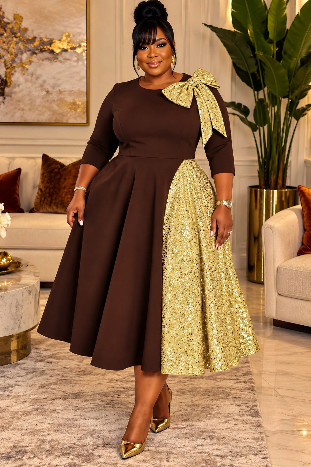 Golden Dynamic Sequin Dress
