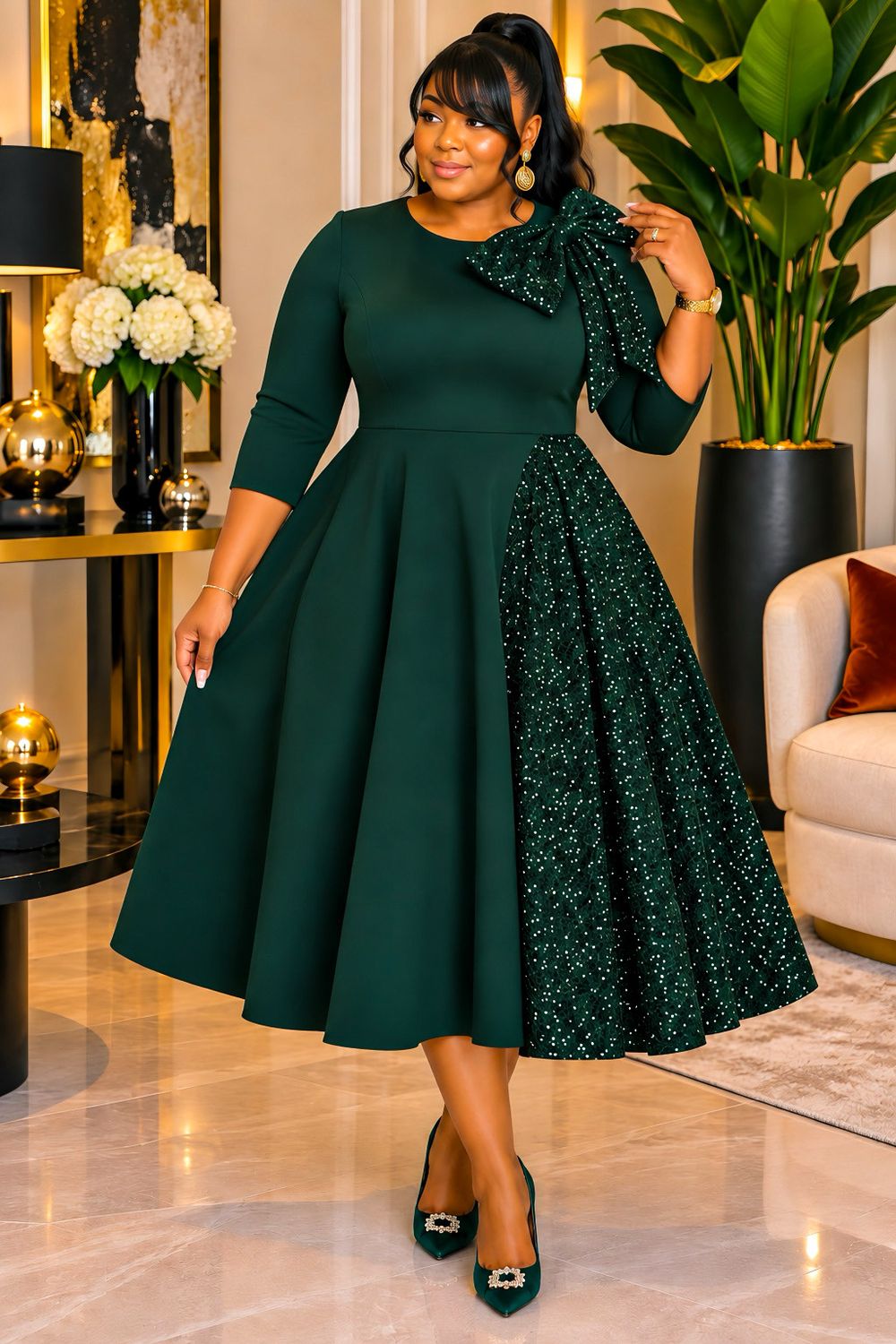 Evergreen Dynamic Sequin Dress