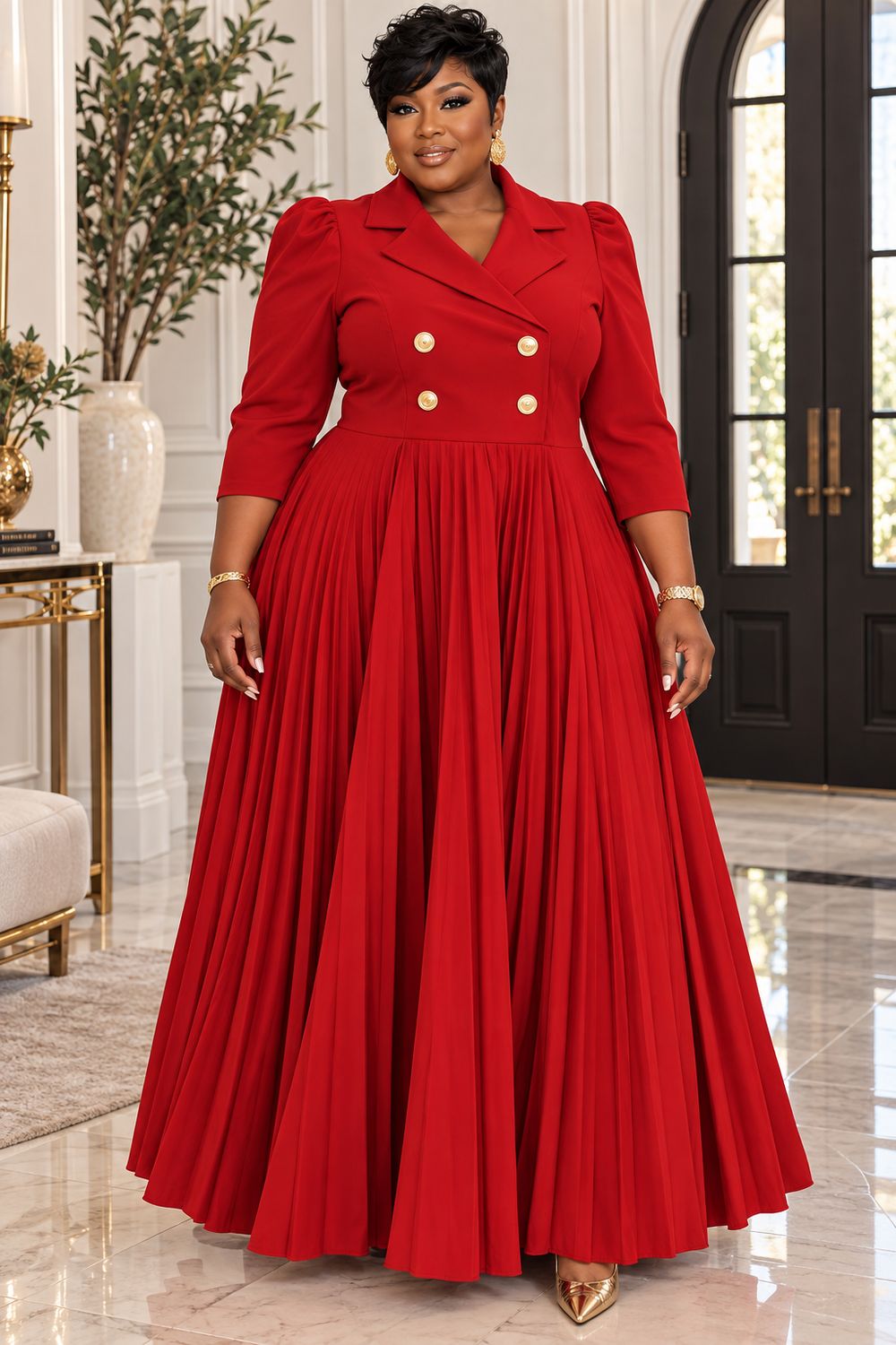 Red Fancy Pleated Dress