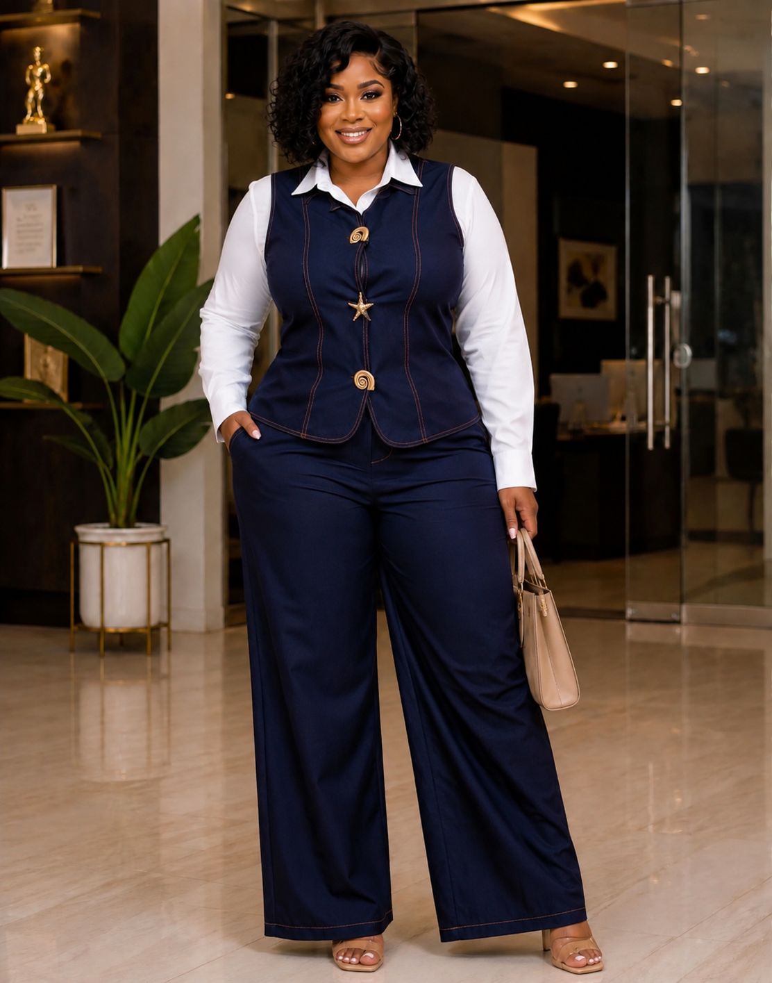 Micah Denim Vest Set