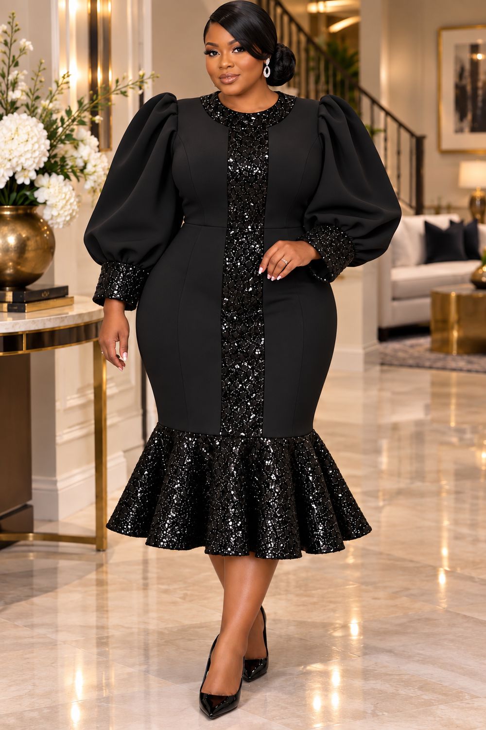 Black Royal Matron Dress