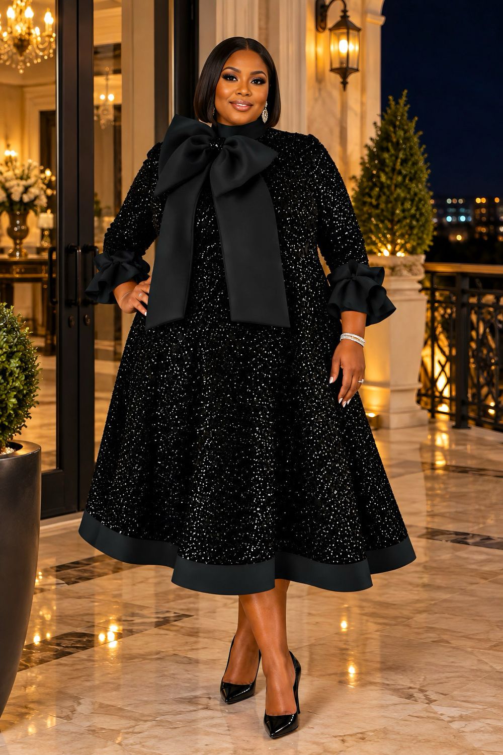 Black Throne Sequin Dress